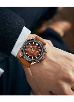 MINI FOCUS Men's Casual Quartz Multifunction Luminous Water Resistant Watch Genuine Leather Strap  - Image 4