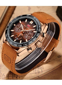 MINI FOCUS Men's Casual Quartz Multifunction Luminous Water Resistant Watch Genuine Leather Strap  - Image 3