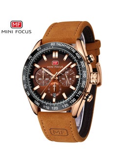 MINI FOCUS Men's Casual Quartz Multifunction Luminous Water Resistant Watch Genuine Leather Strap  - Image 2