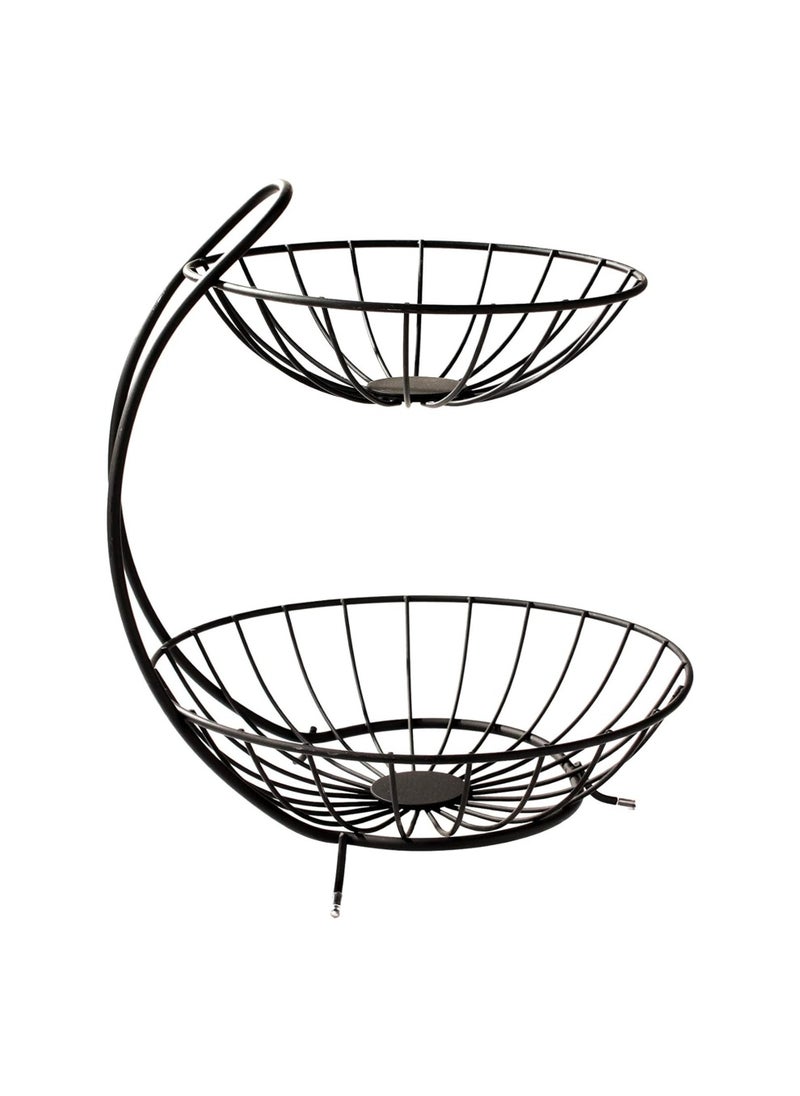 sulfar Heavy Mild Steel 2 Tier Fruit & Vegetable Basket For Dining Table & Kitchen - Countertop 9 liter (Black)  - Image 1