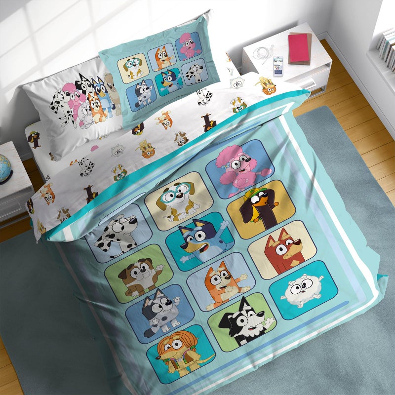 Sunny Side Up Bluey & Friends Full Comforter Set - 7 Piece Kids Bedding Includes Comforter, Sheets & Pillow Cover - Super Soft Microfiber Bed Set - Image 1