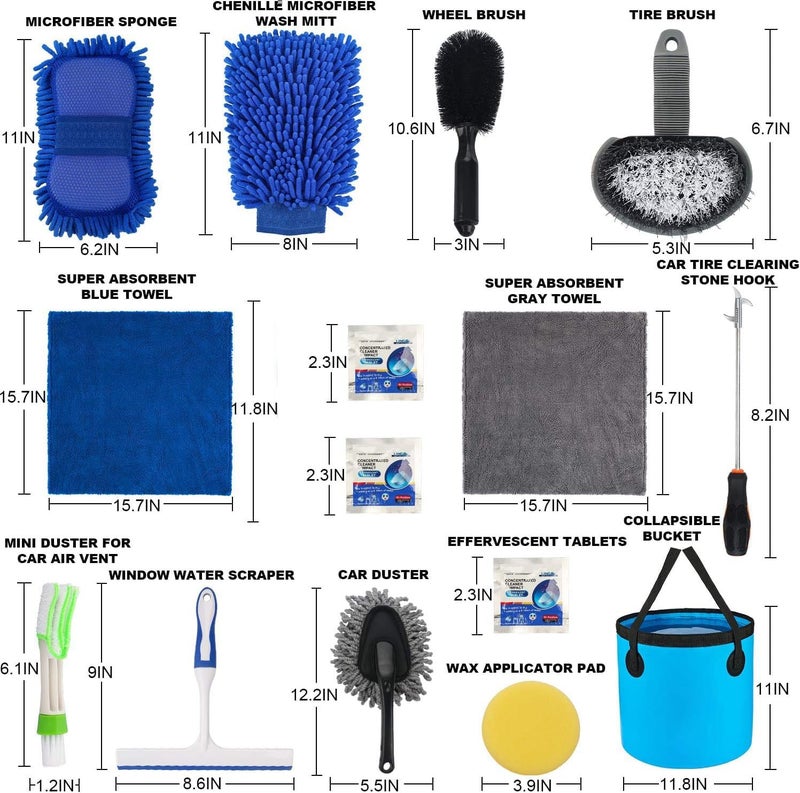SCIENISH Car Detailing Kit,Auto Cleaning Supplies,Car Wash Kit 6 PCS Car Wash Set,Car Cleaning Supply,Car Wash Supplies,Car Interior Cleaning kit,Car Cleaning Sets,Car Cleaning Tools (15pcs Blue) Transparent body - Image 5