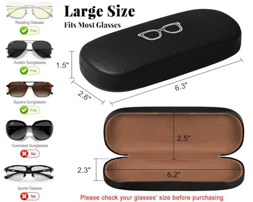 RayLove Glasses Case, 2 Pack Unisex Hard Shell Eyeglass Case PU Leather Hard Eyeglass Case with Eyewear Accessories - Image 2