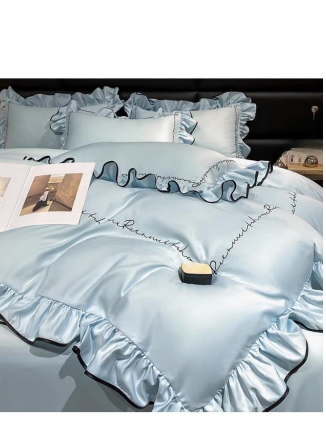 Generic Fitted Sheet Style — ﻿High End Silky Princess Lace Bedding Four Piece Set  - Image 1