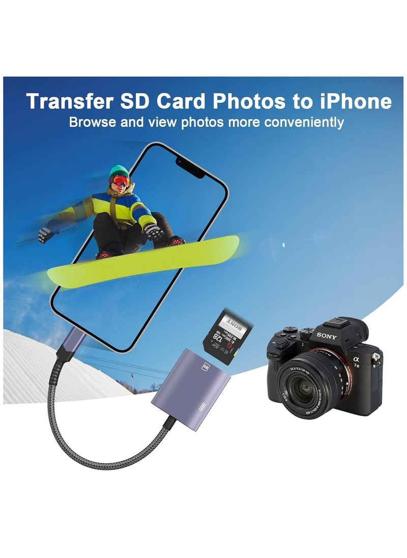 SYOSI - SD Card Reader for iPhone,[Apple MFi Certified] with Charging Lightning Port Micro Memory Card Adapter High-Speed Trail Game Camera SD Card Viewer Adapter for iPhone,iPad Air/Pro Supports SD/TF Card - Image 1