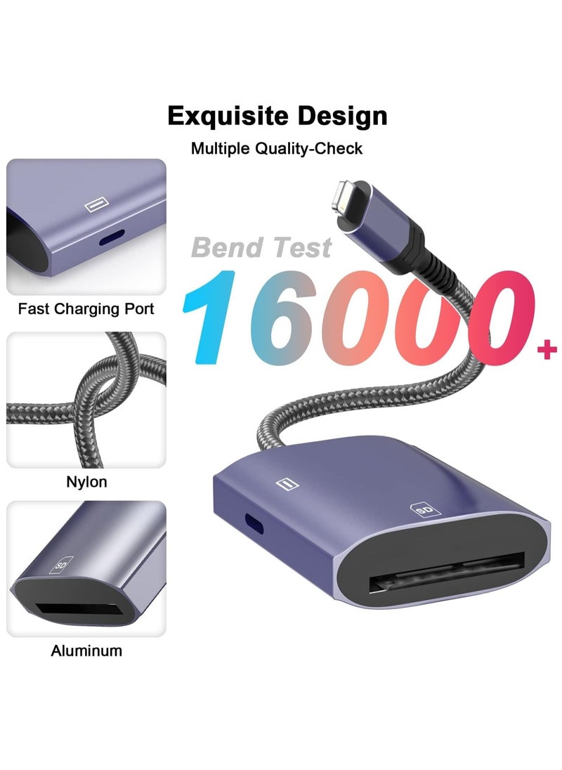 SYOSI - SD Card Reader for iPhone,[Apple MFi Certified] with Charging Lightning Port Micro Memory Card Adapter High-Speed Trail Game Camera SD Card Viewer Adapter for iPhone,iPad Air/Pro Supports SD/TF Card - Image 1