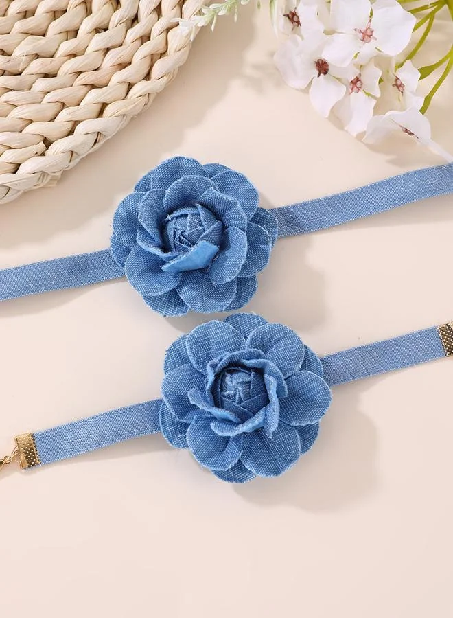 Take Two Take Two 2pcs 3D Floral Decor Necklace And Bracelet Set