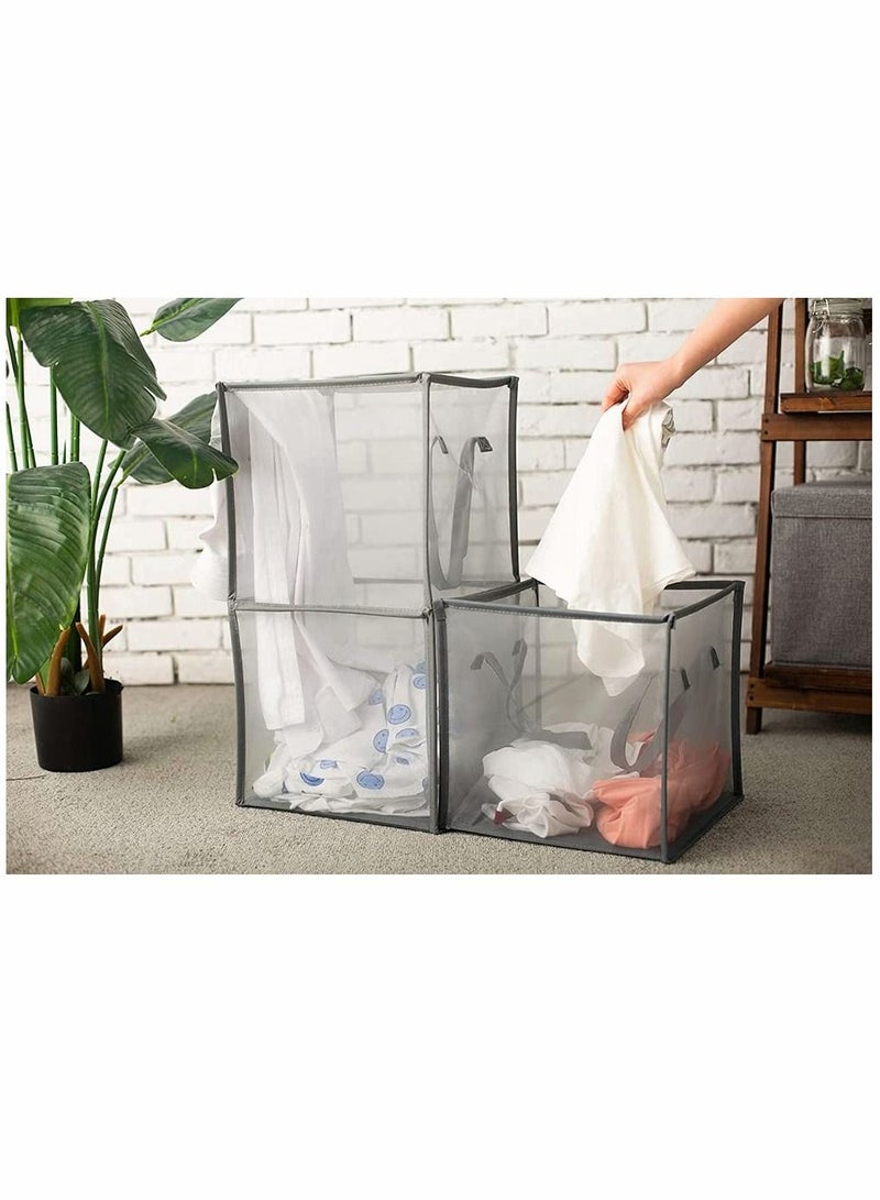 Y&D Mesh Popup Laundry Hamper,With Handles,Portable and Collapsible Basket,Used for Room,Student Dormitory or Travel Storag (Gray, Single-Layer)  - Image 3