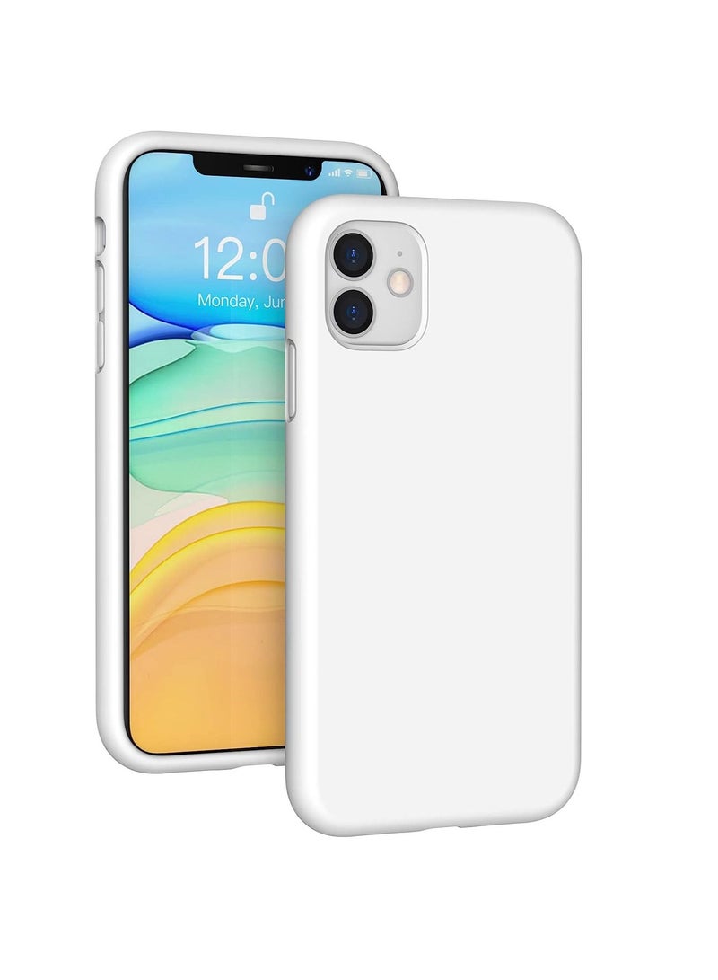 واي آند دي جراب جل سيليكون سائل ناعم لهاتف IPhone 11 غطاء كامل للجسم مقاوم للصدمات ومطاط مقاوم للصدمات وغطاء نهائي غير لامع وغطاء بطانة من الألياف الدقيقة الناعمة جراب خلفي نحيف لهاتف iPhone 11 ، أبيض - Image 1