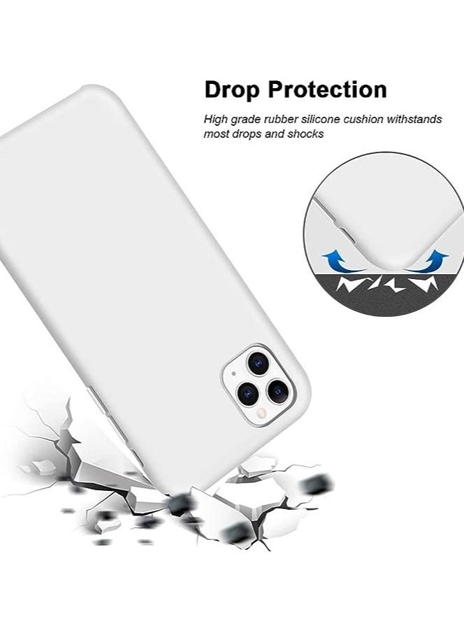 واي آند دي جراب جل سيليكون سائل ناعم لهاتف IPhone 11 غطاء كامل للجسم مقاوم للصدمات ومطاط مقاوم للصدمات وغطاء نهائي غير لامع وغطاء بطانة من الألياف الدقيقة الناعمة جراب خلفي نحيف لهاتف iPhone 11 ، أبيض - Image 3