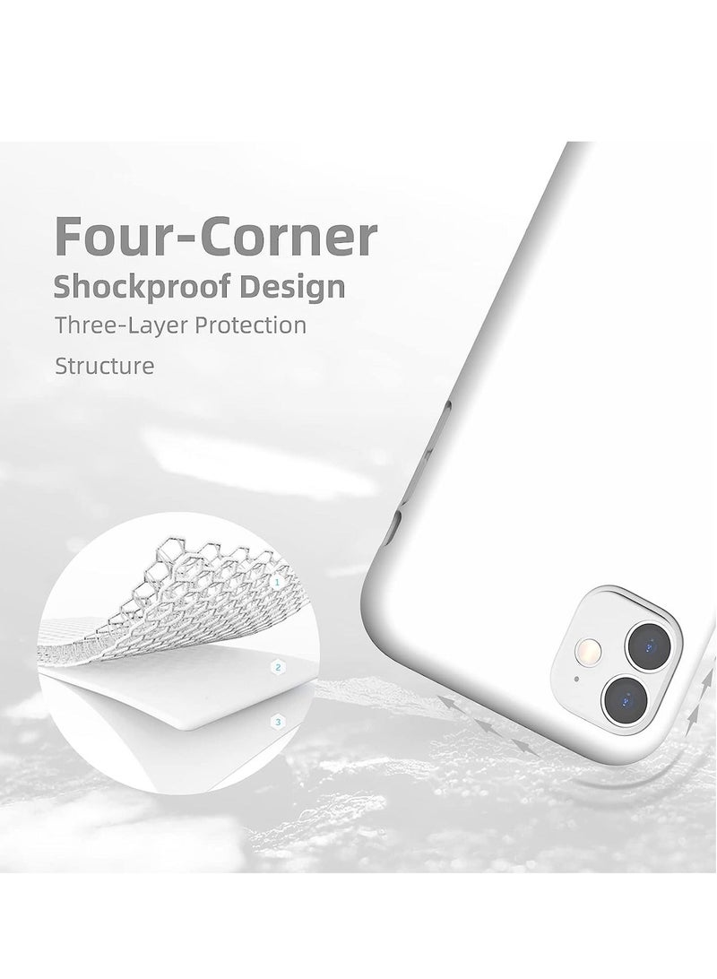 واي آند دي جراب جل سيليكون سائل ناعم لهاتف IPhone 11 غطاء كامل للجسم مقاوم للصدمات ومطاط مقاوم للصدمات وغطاء نهائي غير لامع وغطاء بطانة من الألياف الدقيقة الناعمة جراب خلفي نحيف لهاتف iPhone 11 ، أبيض - Image 2