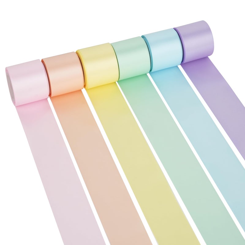 DINDOSAL Pastel Ribbon 15 Inch Pastel Rainbow Satin Ribbon Easters Day Ribbon 6 Rolls Pastel Colored Ribbon Garland Multicolor Ribbon for Baby Shower Crafts Birthday Party Wedding  30Yards