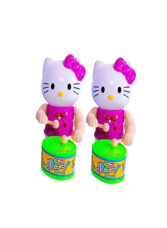 PRIMEFAIR Drummer Toy with Drumming and Dancing Action for Kids Baby Rattle Toys Set Toddler Kids. Birthday Gift, Birthday Return Gift Key-Operated (KITTY-COMBO-02) - Image 1