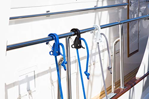 Danik Hook Marine Fender Hook – Adjustable Boat Fender Hanger (Made in USA) – No Knots Needed, High-Strength Composite for 3/8"–5/8" Line, Fits Up to 1 1/4" Rails (Fender Line Not Included) - Blue - Image 3