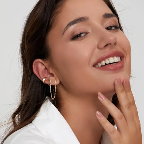 YEEZII Gold Earrings Set for Women, 14K Gold Plated Stud and Cartilage Earring Sets for Multiple Piercing, Hypoallergenic Stackable Small Gold Huggie Hoop Earrings for Women Jewelry - Image 4