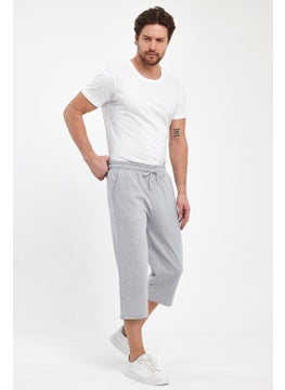 mmetalic Men's Side Pockets Gray Bermuda Below Knee Capri Long Shorts with Adjustable Elastic Waist  - Image 4