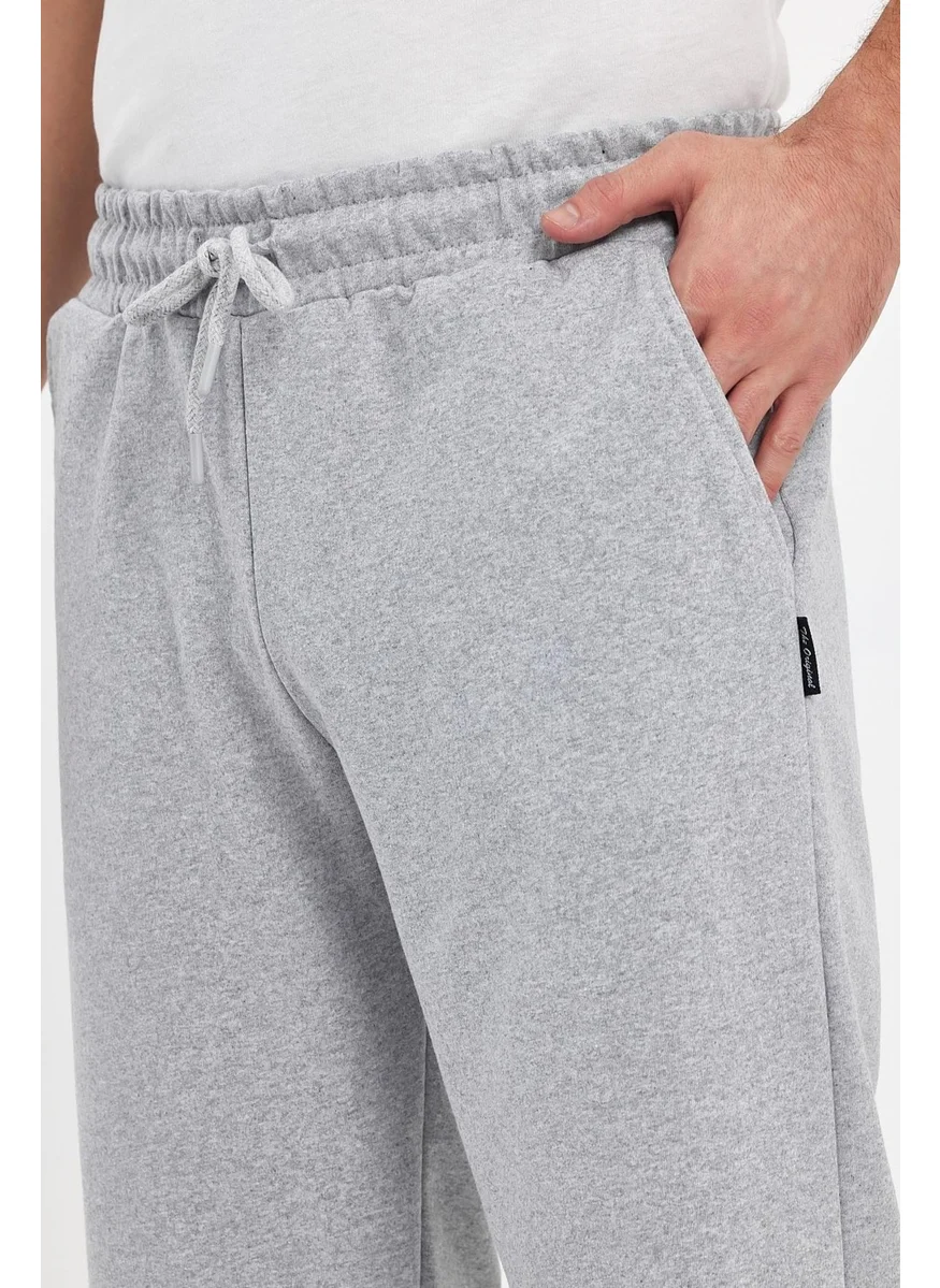 mmetalic Men's Side Pockets Gray Bermuda Below Knee Capri Long Shorts with Adjustable Elastic Waist