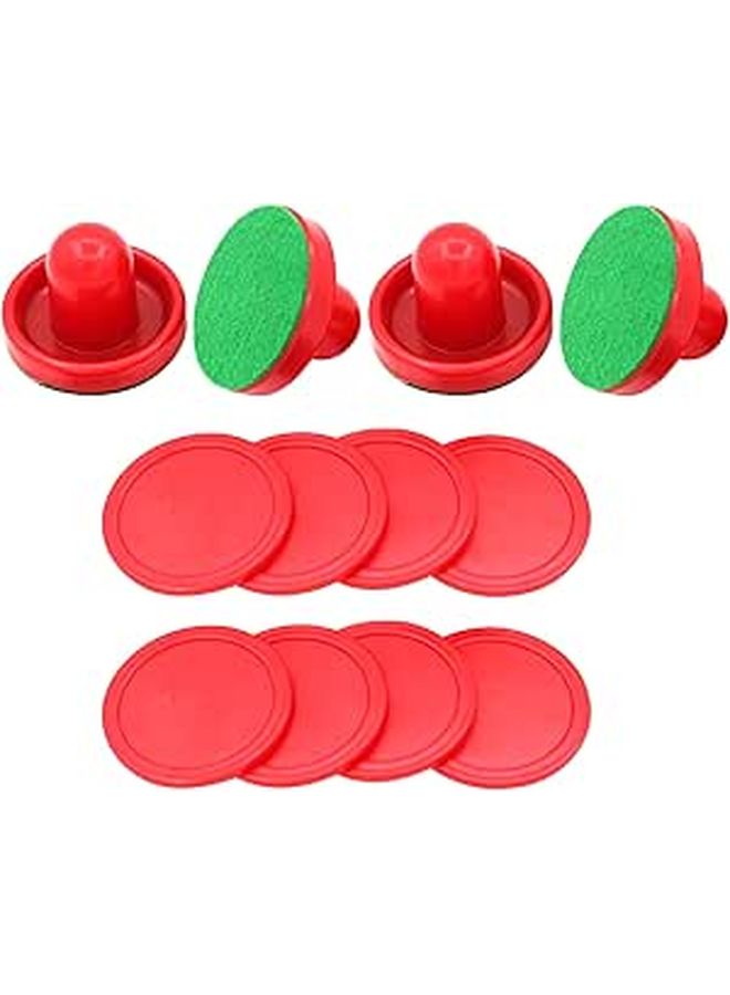 2 Sets 76mm Air Hockey Pucks and Red Pushers with Lint Replacement Pads for Tabletop Game Accessories