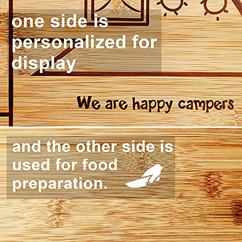 Egoou Happy Camper Bamboo Cutting Board,Retro RV Engraved Camping Cutting Board, Camper Decor RV Gift for Couple,Camping,Housewarming&Party - Image 5