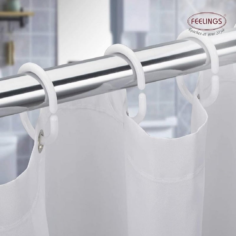 FEELINGS Shower Curtain Rings,Shower Curtain Hooks Shower Rings for Curtain, Plastic Shower Curtain Rings Smoothly Shower Hooks for Shower Curtain Rod (White,12 Pcs) - Image 3