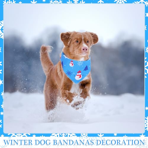 Abbylike 50 Pieces Winter Dog Bandanas Bulk Blue Snowflake Dog Bandanas for Pets Triangle Kerchief Scarf Bibs for Winter Pets Cats Party Costume Accessories 256 x 177 x 177 - Image 3