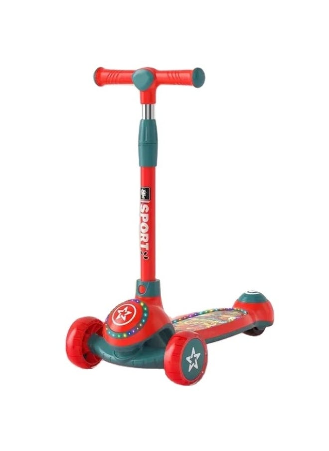 Prime **Super Star Kids Scooter – 3 Wheels with Light-Up Design and Music (Red Color)**  - Image 1