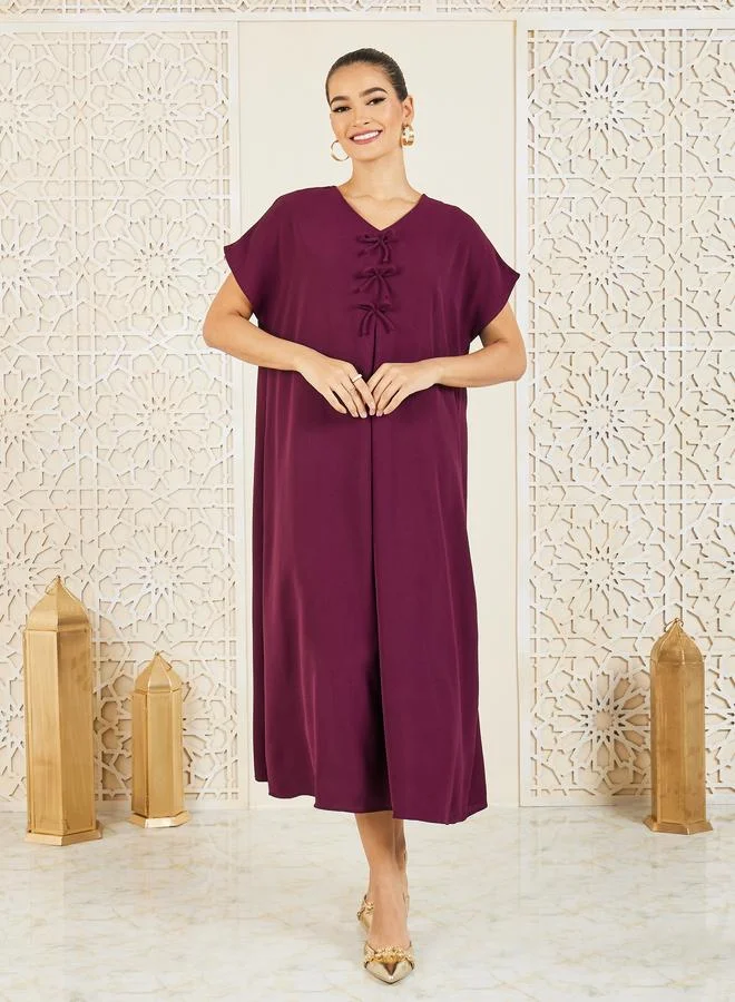 Styli Styli Bow Tie Detail Under Abaya Dress