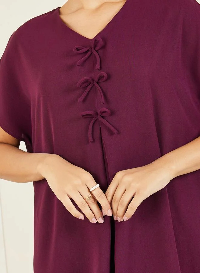 Styli Styli Bow Tie Detail Under Abaya Dress