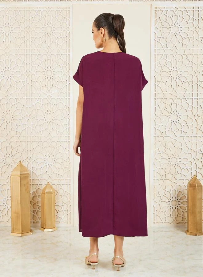 Styli Styli Bow Tie Detail Under Abaya Dress