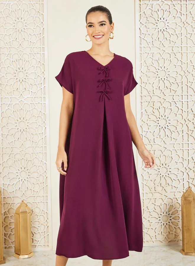 Styli Styli Bow Tie Detail Under Abaya Dress