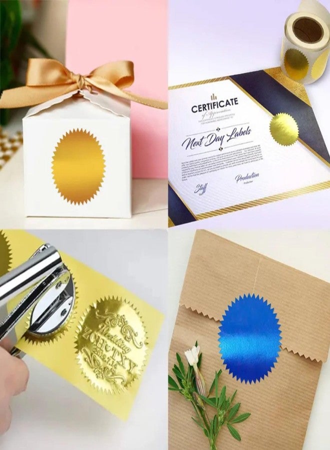 SNOOGG 2x2 Inch 80 piece Gold Foil Certificate Seals Stickers - Embossable Serrated Wafer Labels for Awards, Diplomas, Notary, Wedding Envelopes, Gift Packaging & Business Box Sealing - Image 4