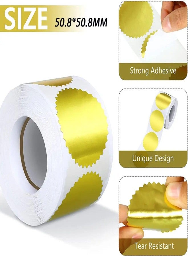 SNOOGG 2x2 Inch 80 piece Gold Foil Certificate Seals Stickers - Embossable Serrated Wafer Labels for Awards, Diplomas, Notary, Wedding Envelopes, Gift Packaging & Business Box Sealing - Image 2