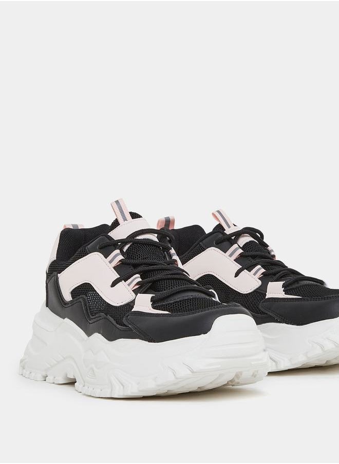Styli - Colorblock Chunky Lace Up Sneakers - Image 1