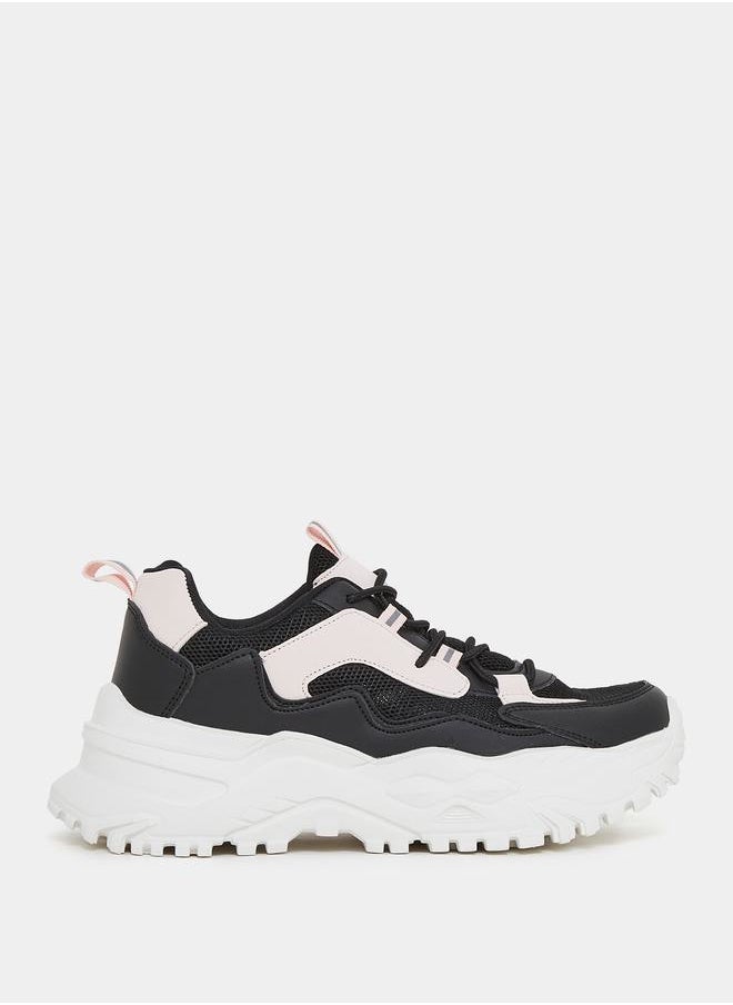 Styli - Colorblock Chunky Lace Up Sneakers - Image 1