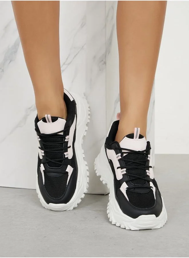 Styli Colorblock Chunky Lace Up Sneakers