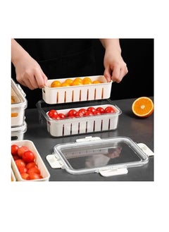 Spaceshoop Divided Food Storage Container with Lid, Clear Plastic Fridge Organizer Box with Handle, 2 Compartments  - Image 4