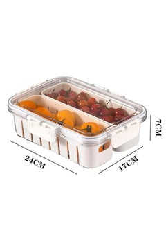 Spaceshoop Divided Food Storage Container with Lid, Clear Plastic Fridge Organizer Box with Handle, 2 Compartments  - Image 5