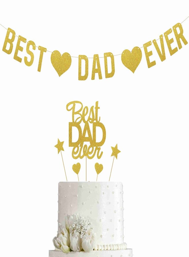 SVM CRAFT® Best Dad Ever cake topper and banner for dad birthday-Fathers Day Cupcake Toppers - Image 1