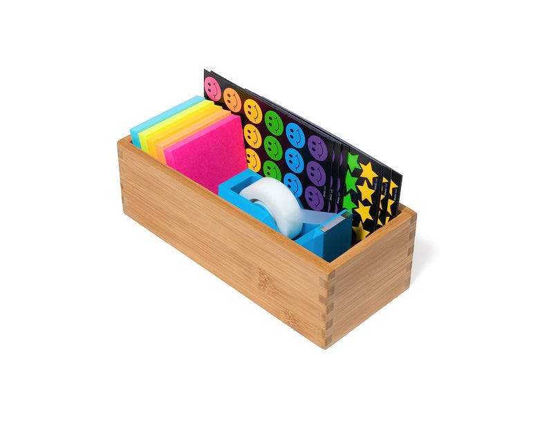 Lipper International Bamboo Utensil Holder Storage Box for Cooking Tools  Makeup  or Office Supplies  4"" x 9 1/4"" x 3"" - Image 2