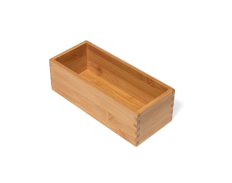 Lipper International Bamboo Utensil Holder Storage Box for Cooking Tools  Makeup  or Office Supplies  4"" x 9 1/4"" x 3"" - Image 1