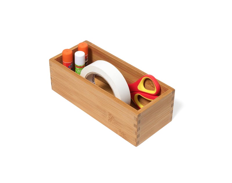 Lipper International Bamboo Utensil Holder Storage Box for Cooking Tools  Makeup  or Office Supplies  4"" x 9 1/4"" x 3"" - Image 5