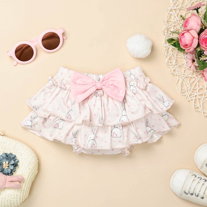 FOCUTEBB My 1st Easter Outfits Baby Girls Clothes Ruffle Romper Cute Bunny Skirt Headband Dress Clothes Set Pink 6-12 Months - Image 5