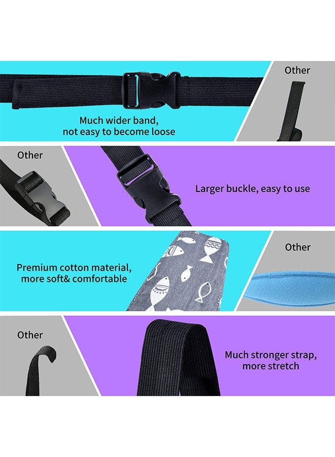 2Pcs Baby Carseat Head Support, Car seat Straps Pillow Support Ban, Stroller Neck Relief Strap Headrest, Slumber Sling Sleep Positioner for Toddler Infants Child Children Kids(Black Cloud + Fish) - Image 5