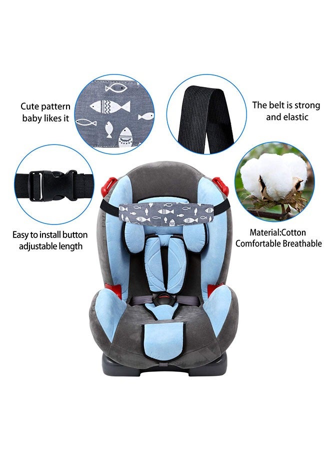 2Pcs Baby Carseat Head Support, Car seat Straps Pillow Support Ban, Stroller Neck Relief Strap Headrest, Slumber Sling Sleep Positioner for Toddler Infants Child Children Kids(Black Cloud + Fish) - Image 2