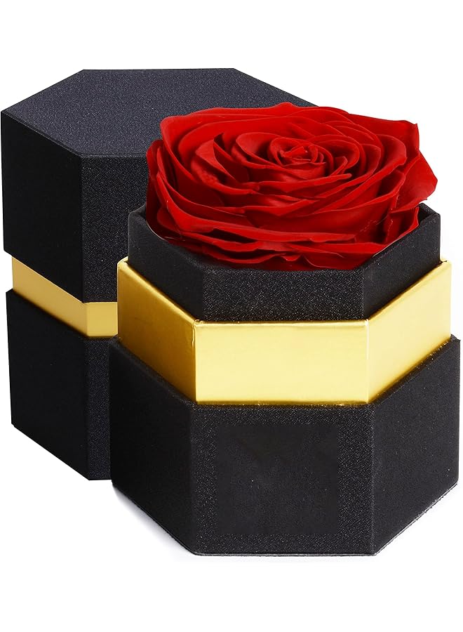 The Bros Single Forever Red Rose Box, Preserved Roses in a Box, Immortal Roses in a Box That Last A Year, Eternal Rose Preserved Flowers for Delivery Prime Mothers & Valentines Day - Image 1