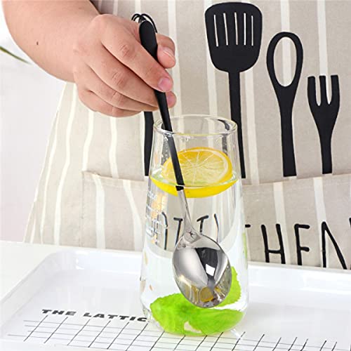 pepplo® 8 Inch Soup Spoons Stainless Steel, Round Head Soup Spoons, Modern Thick Long Handle SUS304 Korean Spoon, Dinner Metal Spoons for Soup, Grain,Dessert,Milk,Tea,Coffee, Set of 4(Silver) - Image 3