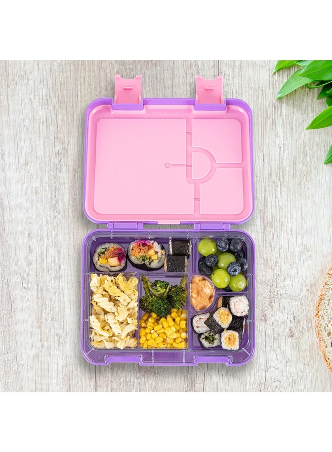 Eazy Kids Eazy Kids 6 & 4 Convertible Bento Lunch Box w/ Steel Spoon & Fork Set and Alphabets Sticker - Butterfly Purple - Image 2