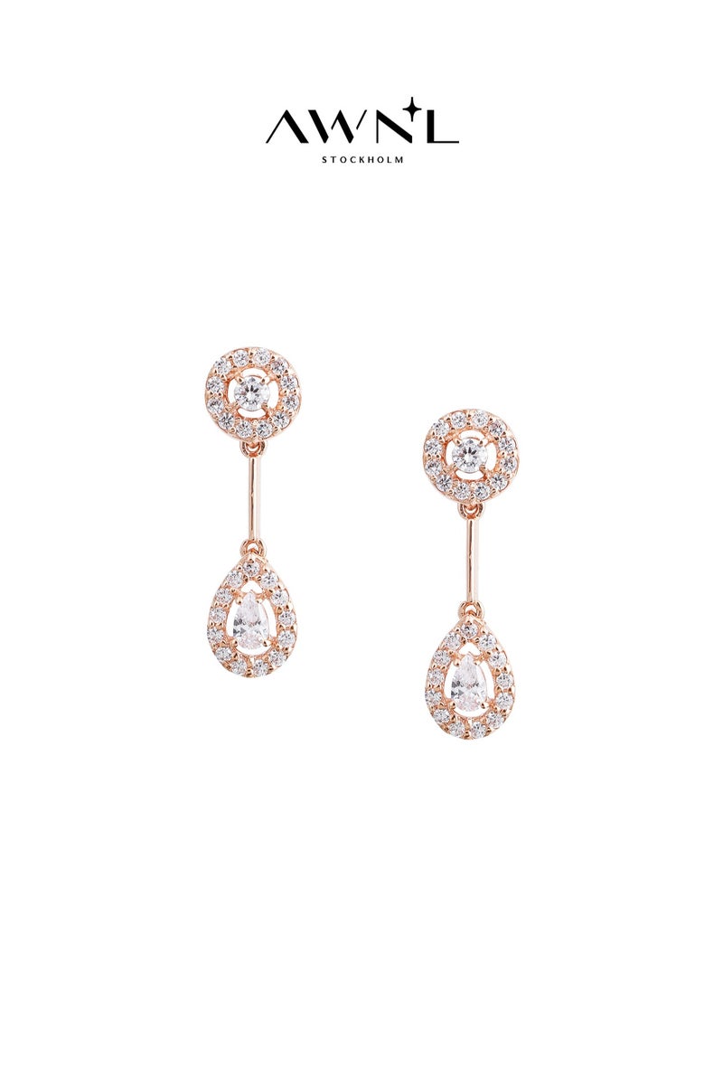 AWNL Tear Drop Earrings for Women, S925 Sterling Silver with 18K Rose Gold Plated Eardrop Gift for Wife Girlfriend - Image 1