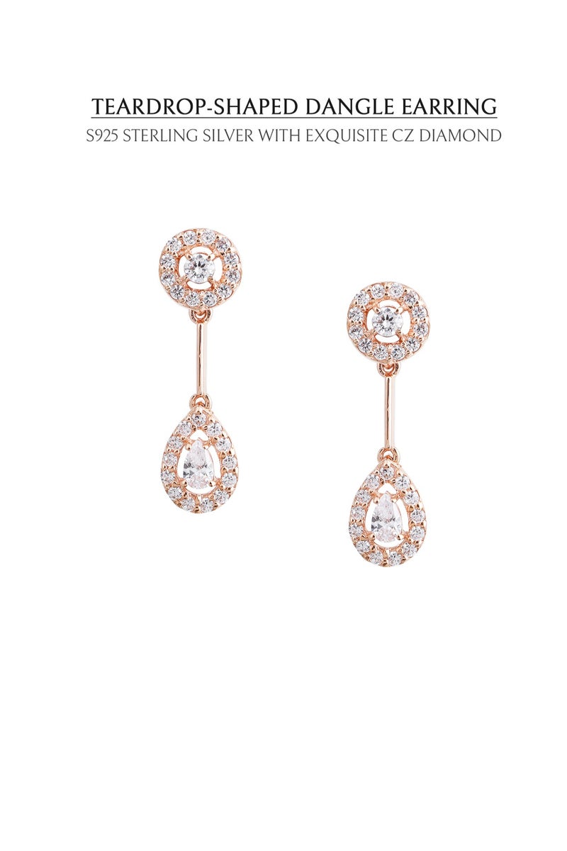 AWNL Tear Drop Earrings for Women, S925 Sterling Silver with 18K Rose Gold Plated Eardrop Gift for Wife Girlfriend - Image 2