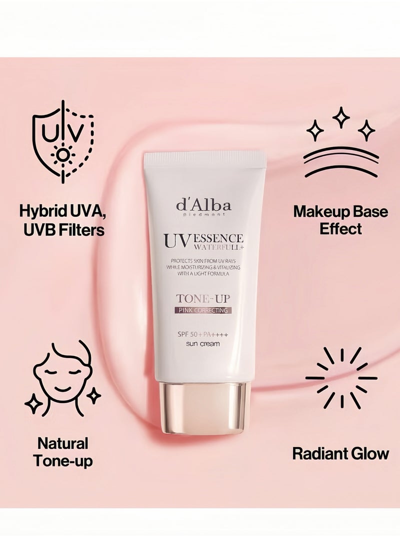 d'Alba Piedmont Italian White Truffle Waterfull Tone-up Sunscreen, Vegan Skincare, Tinted Moisturizer with SPF 50+ PA++++, Glowy Sunscreen, Gentle and Safe Use for all Skin Types 50ml - Image 2